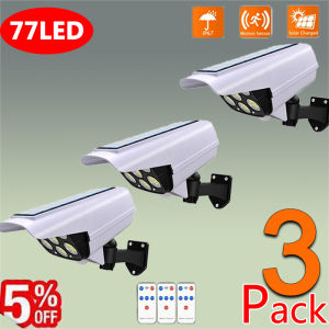 77LED Solar Motion Sensor Security Light Outdoor Dummy Camera Wireless Flood Light Waterproof Lamp For Home Garden1/2/3PCS