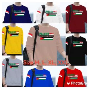 Diskon Sweater Keren Kaos Pria Distro Palestina Crewneck Cowok Trendy Sweatshirt Elegan Sweter Bagus