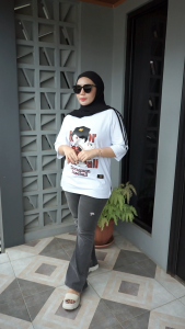 Kaos Atasan Oversize Lengan 3/4 FST Bahan Katun Kombet 20s Blus Jumbo REALPICT