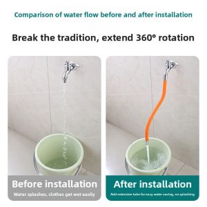 Bathroom Kitchen Universal Shower Head Extension Tube Anti-Splash Long Water Pipe Faucet Adapter for Hair Washing