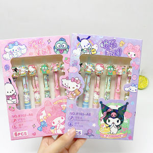 Cute Cartoon Hello Kitty Clickable Neutral Pen Quick Dry Student Black High Aesthetic Value Patch Water Pen Office Supplies