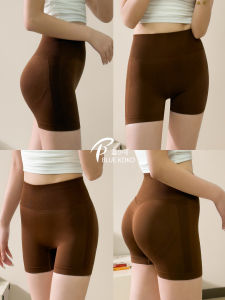 Blue High-Waist Three-Quarter Yoga Pants Breathable Quick-Dry Moisture-Wicking Running Pilates Fitness Shorts Womens Nylon