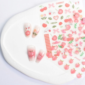 Colorful Fruit Nail Stickers Summer Cute Fresh Vitality Strawberry Peach Cherry Lemon Nail Stickers Wholesale