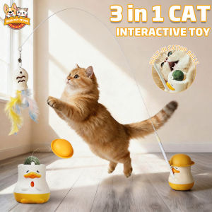 360°Rotation Cat Teaser Toy With Catnip Detachable Rod Cats Toy Feather Cat Stick Self-Happy