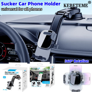 KEBETEME Sucker Car Phone Holder 360° Windshield Car Dashboard Mobile Cell Support Bracket for 4.0-7 Inch Smartphones