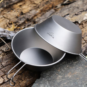 จานมีดไททาเนียม Pure Titanium Travel Camping Picnic Portable Equipment Home Use Single Layer Titanium Bowl Outdoor