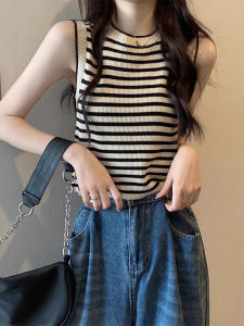 Fashion Versatile Striped Sleeveless Knit Vest
