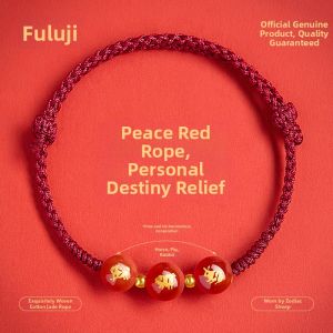 Chinese Zodiac Horse Year Red Agate Charm Bracelet