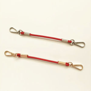 Fortune Red Hanging Rope: A 4mm Thick Double Buckle Handheld Leather Rope for Bag Backup & New Fashion Jewelry Accessories