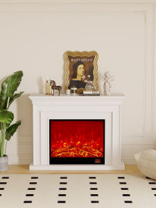 French Style Decorative Fireplace Cabinet Electronic Simulated Flame European Home Use Lodge Furniture Artistic Style Artificial Board