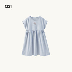 Q21 | Solid Color Princess Cotton-Linen Girls Dress