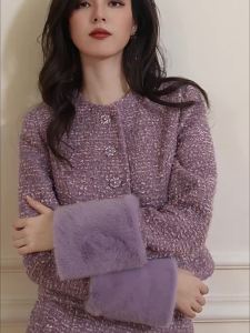 Retro Purple Velvet Chic Suit