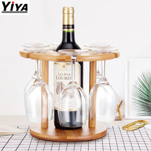 Wine Glass Rack - Bamboo Holder Cup Hanging Shelf Organizer for Home Bar Restaurant