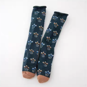 Retro Floral Straight Leg Cartoon Socks Comfortable Warm Girls Kids Fashionable Long Trousers Princess Style All-Match Socks