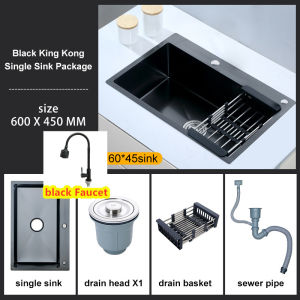 KITCHEN SINK 8245 BLACK JKM SERIES LENGKAP KRAN/BCP STAINLESS BLACK MODEL ONAN/BAK CUCI PIRING 2 LUBANG/ WASTAFEL TEMPAT CUCI PIRING Kitchen sink 8245 Stainless black series- NANO BLACK
