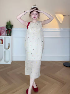 Lazy Style Polka Dot Summer New Fashion High-End Straight Floral Vest Dress Womens Clothing Spring Autumn Seasonal Dresses