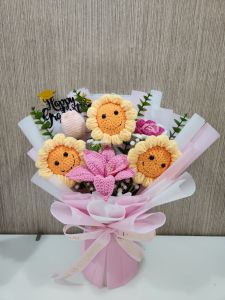 Crochet Flowers Sunflower Lily Tulip Rose Flower Bouquet ROM/Wedding/Engagement/Anniversary/Birthday/Graduation/NS POP/Hari Raya/Diwali/Mothers Day/Fathers Day/Valentine