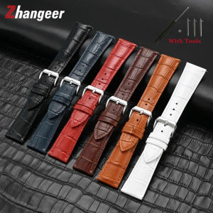 Zhangeer nhanh chóng phát hành chính hãng dây da 12/13/14/15/16/17/18/19/20/21/22/23/24mm Nam Nữ phẳng đầu phổ da bò Thủ công đồng hồ dây đeo vòng tay