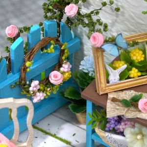 Emerie Yara DIY Compact Dollhouse Set: A Garden Corner Decor with LED Lights & Dust Cover