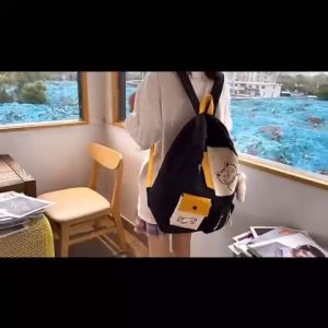 ZGEN19 CAT Chic Polyurethane Large Capacity Backpack with Cartoon Cat Print