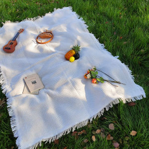CHAOMU | French Style Cotton Linen Picnic Blanket