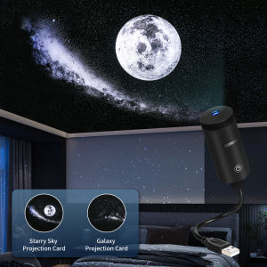 USB 360° Adjustable Starry Sky Galaxy Projector Lamp Focus Adjustable Moon Night Light Romantic Atmosphere Light Bedroom Car Wed