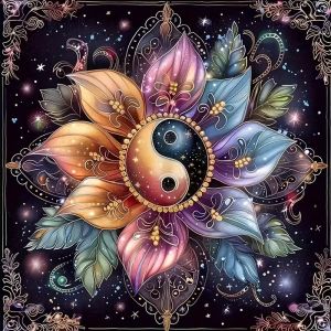 HUACAN Cross Stitch Kit Mandala Flower Embroidery Sets Floral Patterns Needlework 11Ct Picture Printed Canvas Home Decoration