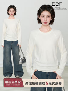 White Long Sleeve Base Shirt T-Shirt Womens Early Autumn Velvet Brushed Short Waist Inward Matching Upper Body Korean Style Commute