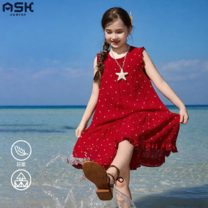 Ask Junior | Summer New Style Red Polka Dot Sleeveless Girls Dress
