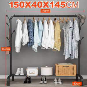 Floor-mounted drying rack Bedroom drying rack Double rod Balcony indoor Metal drying rack storage
