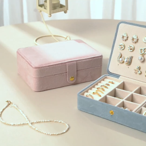16.5*12*5.5CM Luxury Flannel Jewelry Box Advanced Exquisite Portable Necklace Ring Earrings Jewelry Box