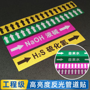 High-Temperature Resistant Aluminum Foil Reflective Film Pipe Identification Stickers Corrosion Resistance Medium Flow Arrow Color Ring Labels for Steam Return Water Gas Pipeline Names