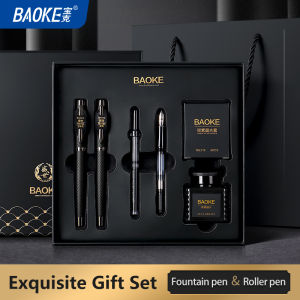 BAOKE T18/T19/T20 Black Grey Fountain Pen Gift Set Includes Ink Bottle 6 Cartridges Exquisite Package Smooth Writing Pens