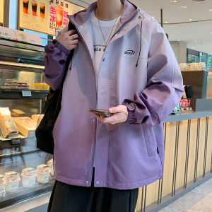 เสื้อโค้ทแจ็กเก็ตแฟชั่นแบบใหม่สำหรับฤดูใบไม้ผลิและฤดูใบไม้ร่วงและฤดูหนาวของผู้ชายชุดแบบลำลองสุดหล่อเสื้อกันลมแบรนด์ยอดนิยมดูแพง