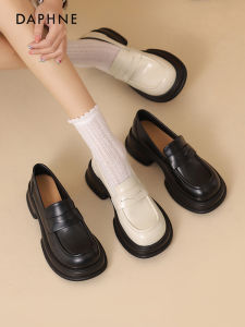 Daphne Thick Heel Loafers Womens British Style Autumn Winter Shoes JK Single Shoes College Style Flats Fashionable round Toe