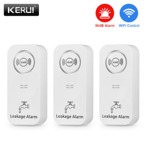 KERUI Tuya WIFI Wireless Water Sensor 90dB Alarm Water Leak Detector Alert Monitoring of Leaks Drip Alarm for Kitchen Bathroom