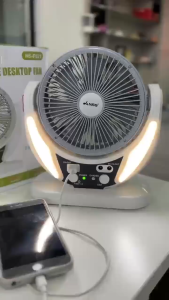 High-Quality Rechargeable Desk Fan with LED Light and Variable Speed Settings | Emergency Night Light 3000mAh Battery Portable Personal Coling Air Circulator Table Top 2 Speed Mode Dual Purpose Home Office Bedroom Outdoor Travel Camping Gadget Cordless