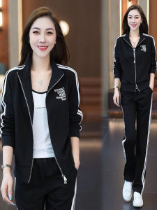 Pure Cotton Zipper Long Sleeve Sportswear Set for Women Spring Autumn Fashionable Anti-Aging Two-Piece Sweatshirt Outfit