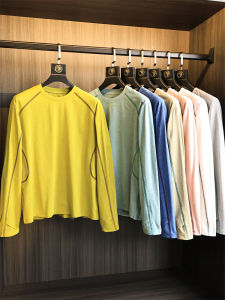 Mens Outdoor round Neck T-Shirt Quick Dry Breathable Fashion Urban Style Polyester Fiber Long Sleeve Sweat Absorbent Comfortable