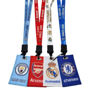 Real Madrid Liverpool Chelsea Arsenal Football Team Logo Card Holder for Lanyard Meal Card Bus Pass Student ID