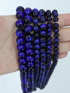1strand/lot 6/8/10mm Royal Blue Imitation Tiger Eye Stone Glass Beads Loose Spacer Bead For Jewelry Making DIY Necklace Bracelet