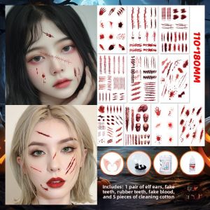 Waterproof Fake Scar Makeup Stickers Vampire Decoration Tattoo Patches Realistic Wound Simulated Skin Decorative Dummies