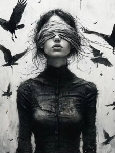 Dark Style Girl Oil Painting By Numbers: Gothic Portrait Art Hand-painted Canvas Home Wall Decor Gift Set