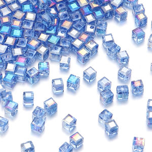 Bộ 50 Hạt Vuông Thời Trang Thủy Tinh Hình Khối Lập Phương 4/6/8mm Hạt Rời Để Làm Đồ Trang Sức Thủ Công Tự Làm Vòng Tay Vòng Cổ Phụ Kiện