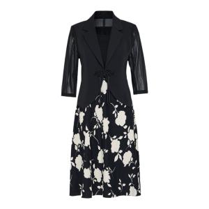 MY TENO | Fashionable Midi Floral Print Suit Dress Set New Chinese Style Elegant Western Dress Casual Autumn Spring Womens Clothing