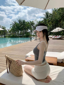 Quần Short Dệt Kim Màu Trắng Đa Năng GYOKUU Milk Toast 2025ss Quần Ống Đứng Cạp Thấp Thường Ngày Bằng Cotton Và Acrylic