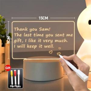 LIKHA Clear Acrylic Message Board Lamp Note LED Night Light with Pen Smart Light Desk DIY Decoration Gift