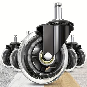 ชุดล้อเก้าอี้สำนักงานขนาด 3 นิ้วสำหรับงานหนัก 5 ชิ้น การเปลี่ยนล้อยางที่เงียบสงบ ก้าน 11x22 มม. ปลอดภัยสำหรับพื้นไม้เนื้อแข็งและพรม