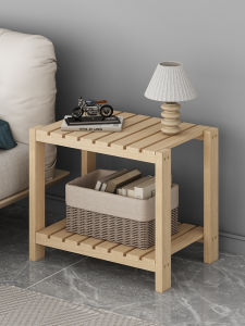 Nordic Style Simple Solid Wood Bedside Table Floor-standing Small Storage Table for Bedroom Wooden Frame Side Table