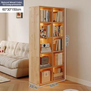 Display and Storage Bookshelf Solid Wood